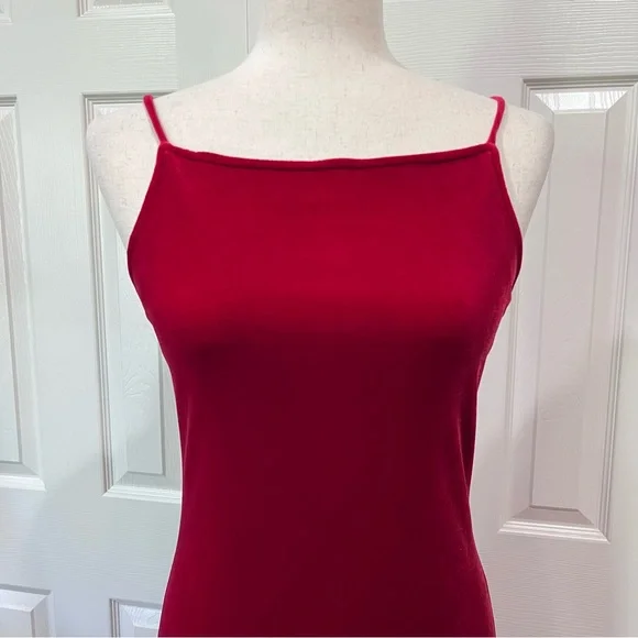 Vintage Jump Apparel Red Velvet Fitted Maxi Dress Size 11/12 - Picture 2 of 10
